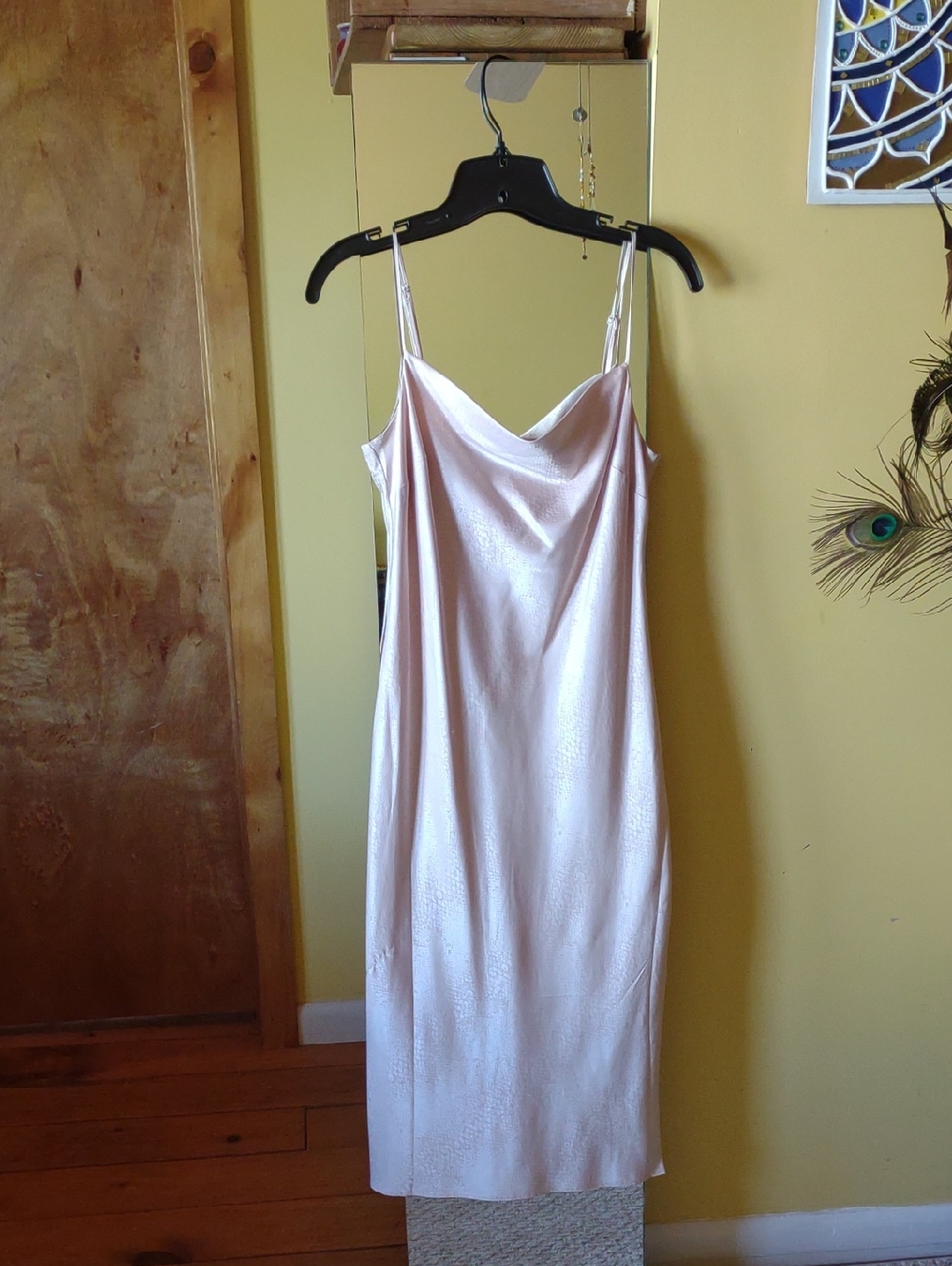 Express Satin Slip Dress in Blush Pink